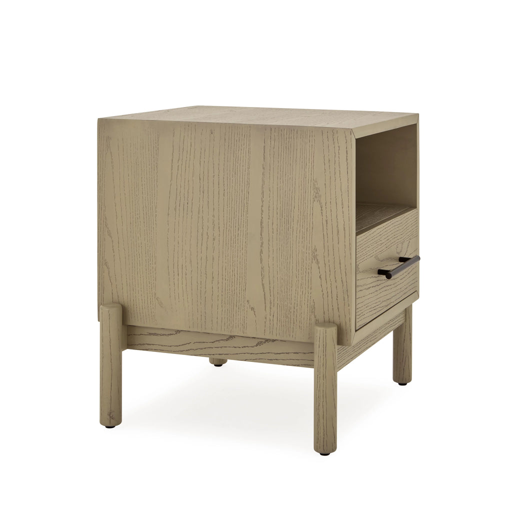 Oak Finish 1 Drawer Solid Wood Nightstand Y142021