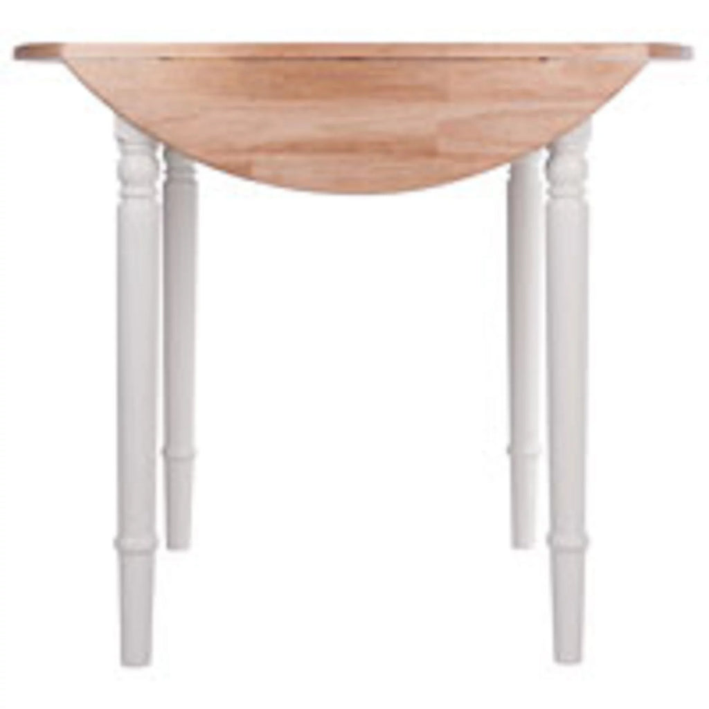 Beige and White Round Drop Leaf Table W89386