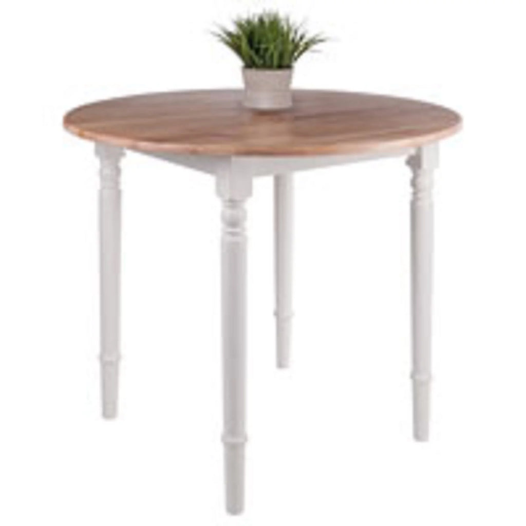 Beige and White Round Drop Leaf Table W89386