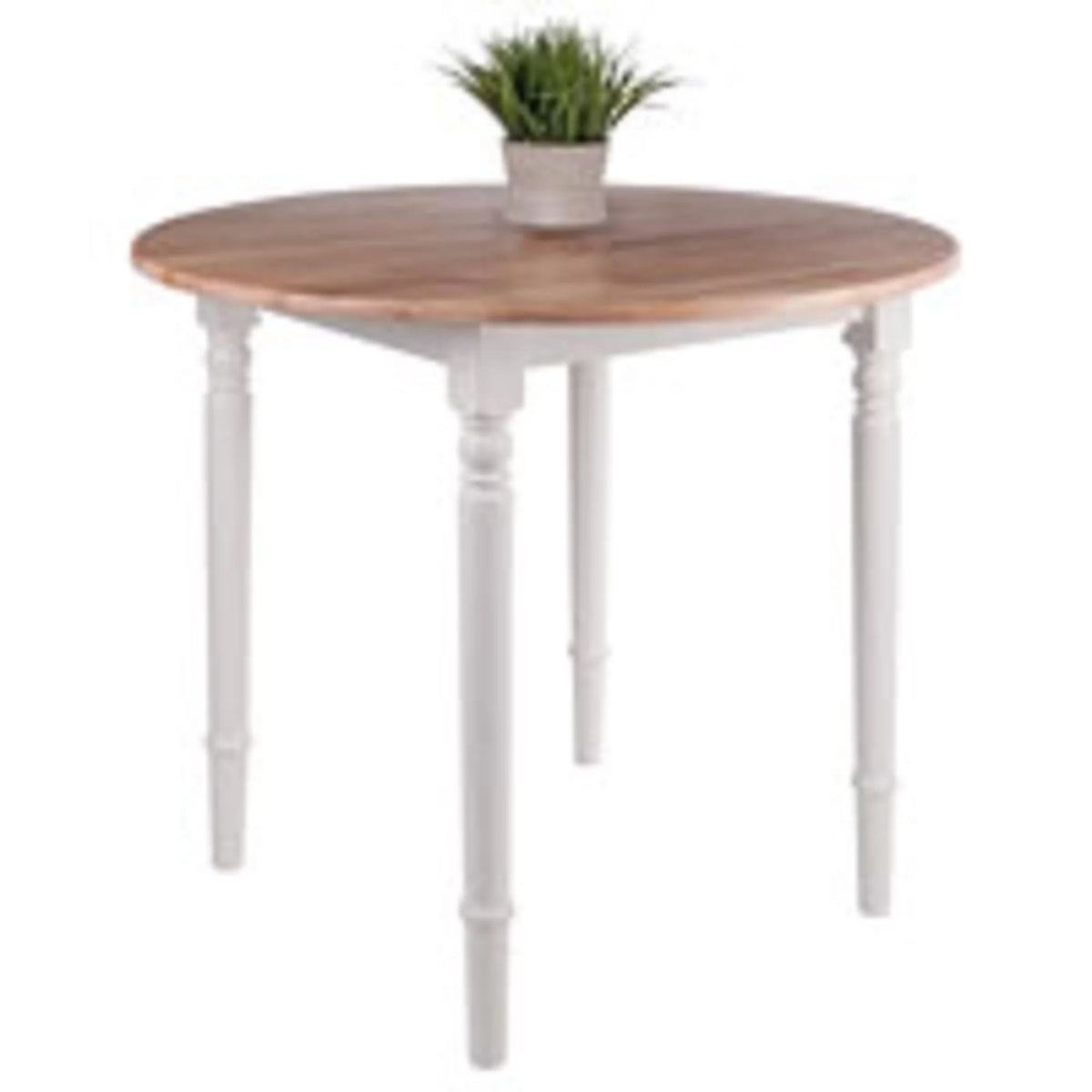 Beige and White Round Drop Leaf Table W89386