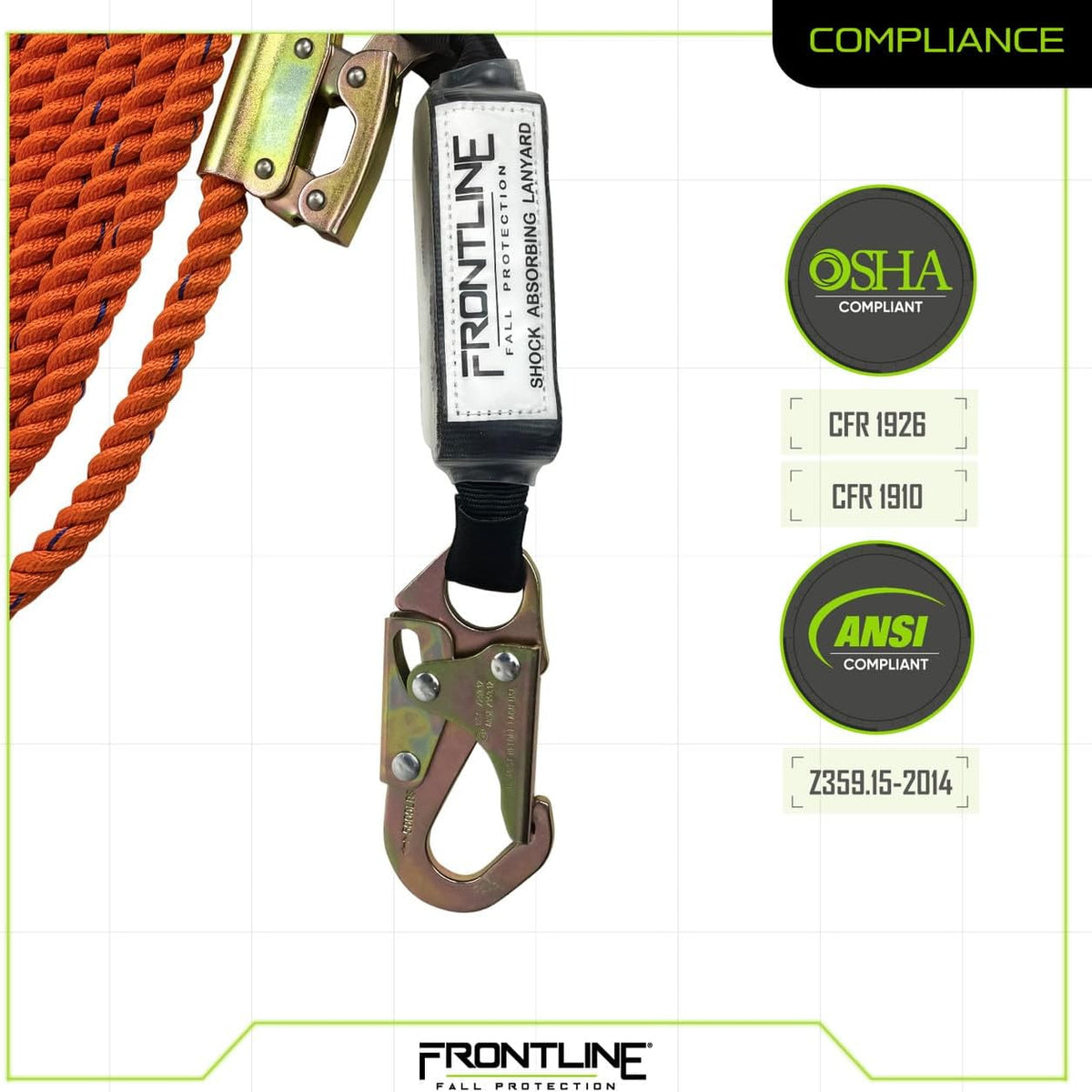 Vertical Lifeline with Openable Rope Grab & Shock Pack L13615