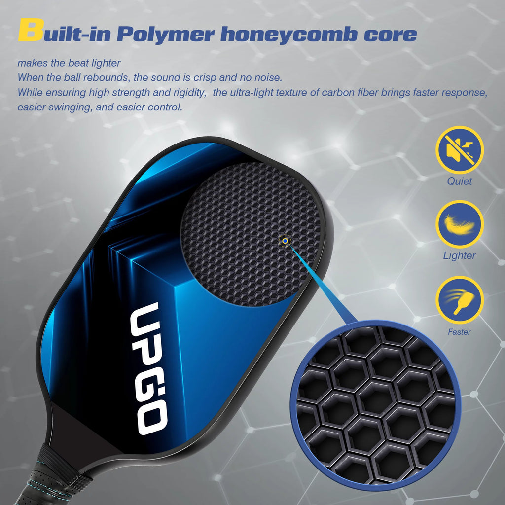 Graphite Fiber Polypropylene Honeycomb Core Pickleball Paddles Set with 4 Balls and Backpack C264011