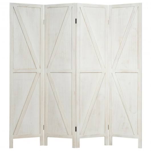 4 Panels Folding Wooden Room Divider White T669