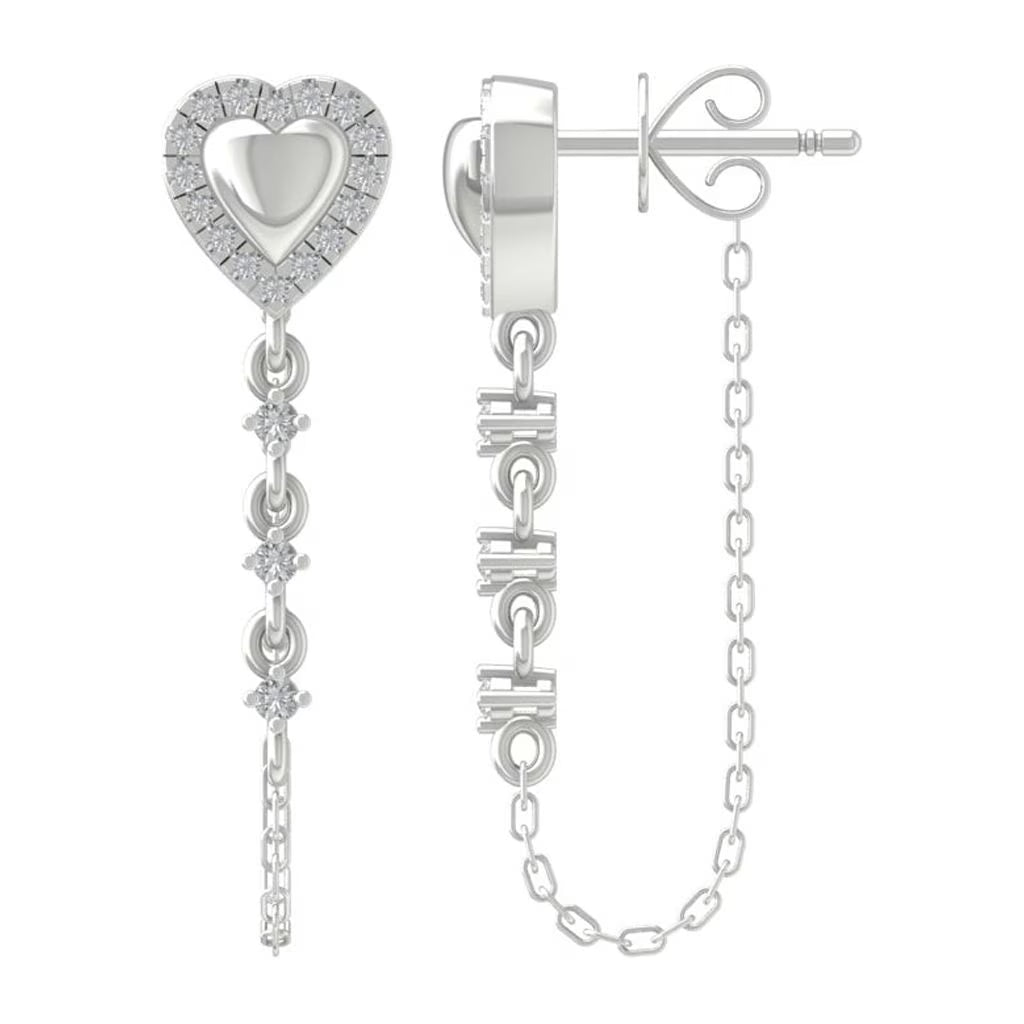 10K White Gold Round Diamond Stud Earrings V492
