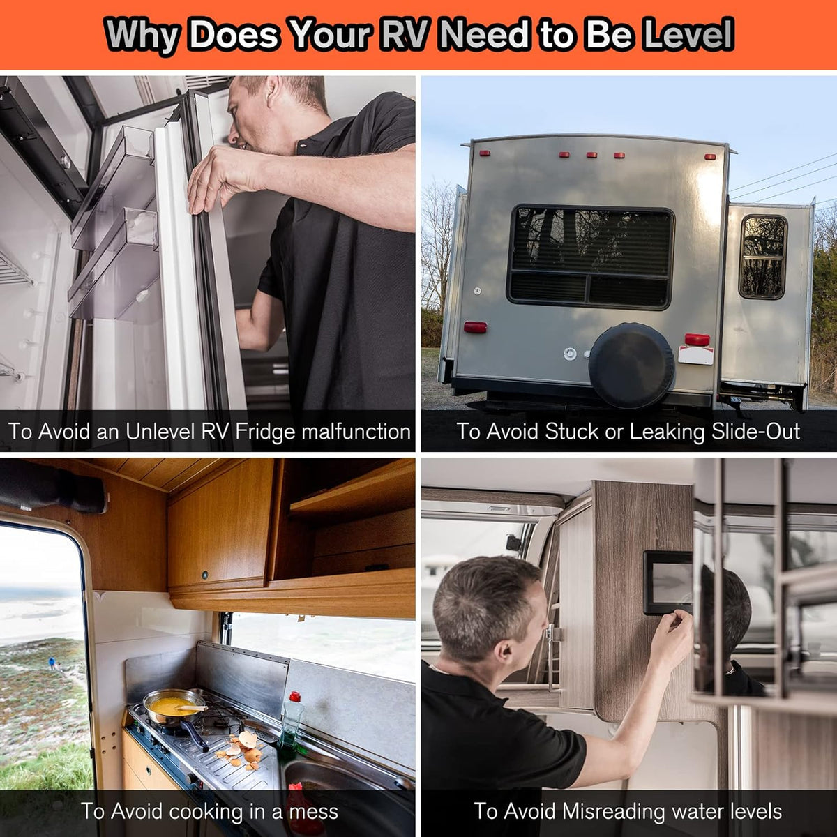 RV Camper Leveler Kit, 2 Packs Heavy Duty Curved RV Leveling Blocks Ramp Wheel Chock D8049