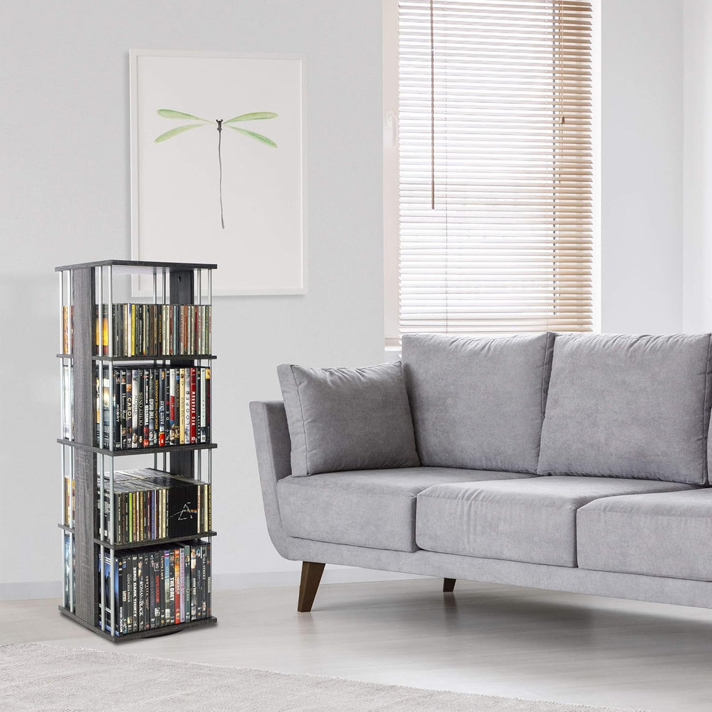 Espresso 4 Fixed Shelves Media Storage Spinner J26061