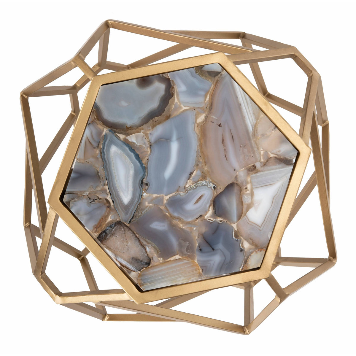 Geometric Accent Table - Multi/Gold T730939