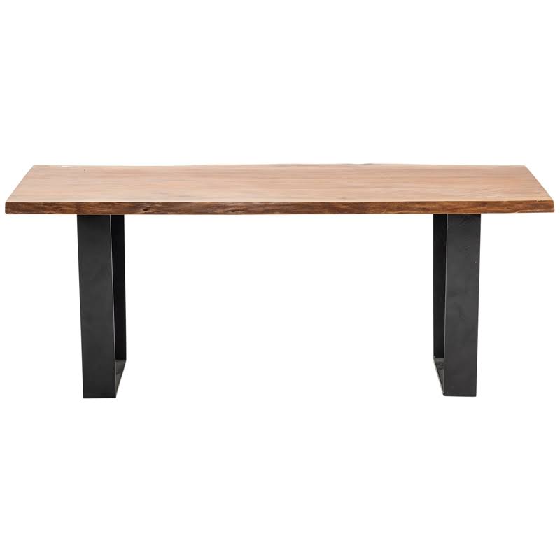 Iron and Live Edge Acacia Wood Rectangle Cocktail Table T621