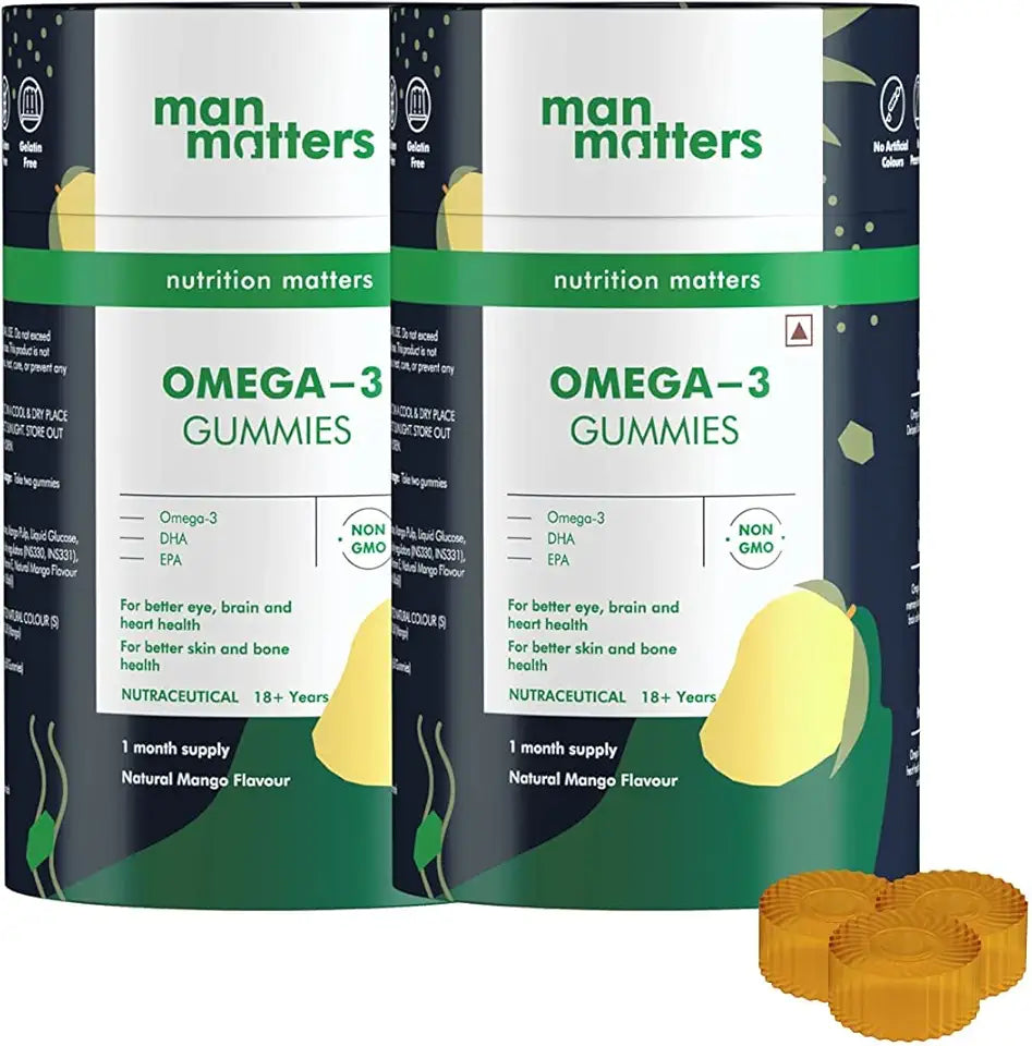 Omega-3 Fish Oil Gummies Mango Flavour Pack of 2 120 Gummies M6556