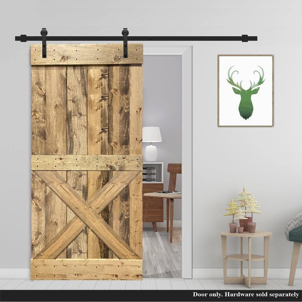 Solid Knotty Pine Wood Interior Sliding Barn Door Slab V75252