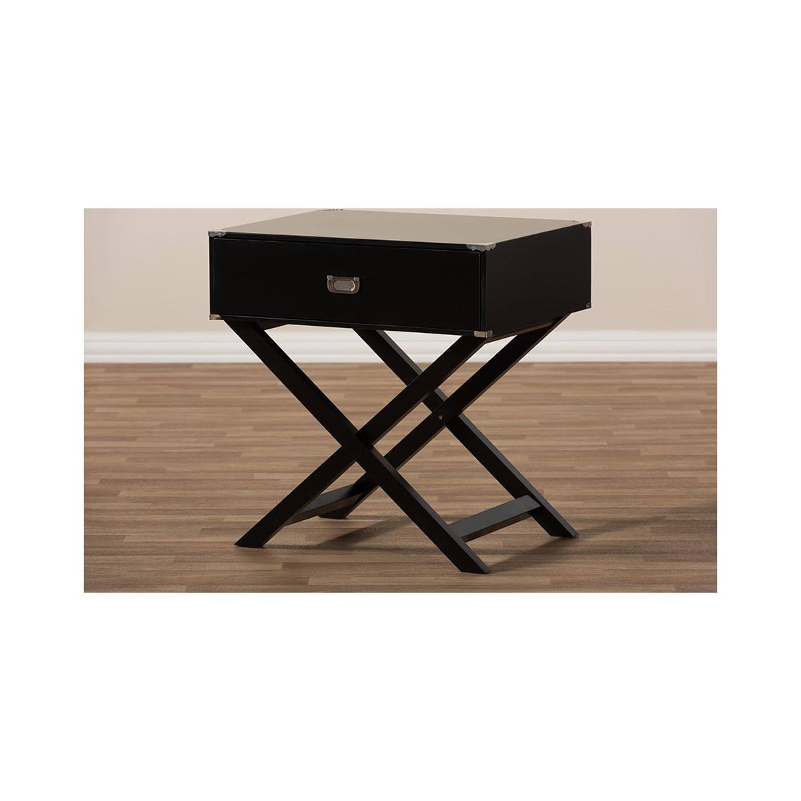 Black 1-Drawer Wooden Bedside Table Y840436