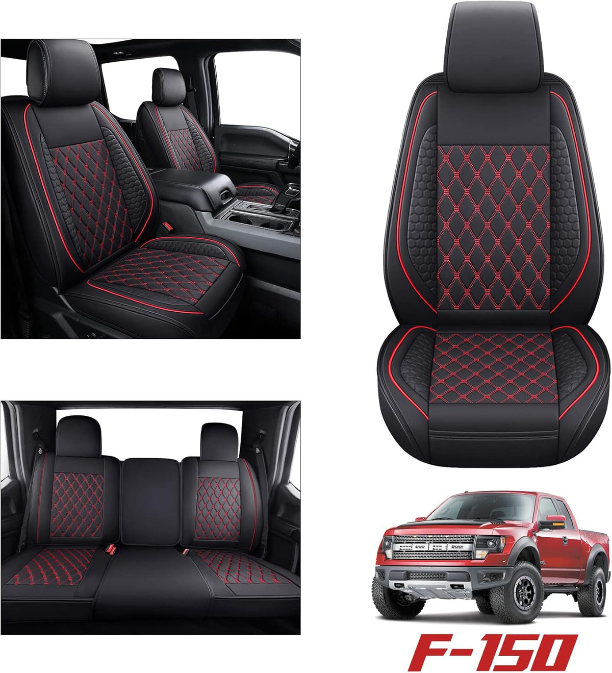 Black Waterproof Full Set Car Seat Covers for Ford F150 K3395
