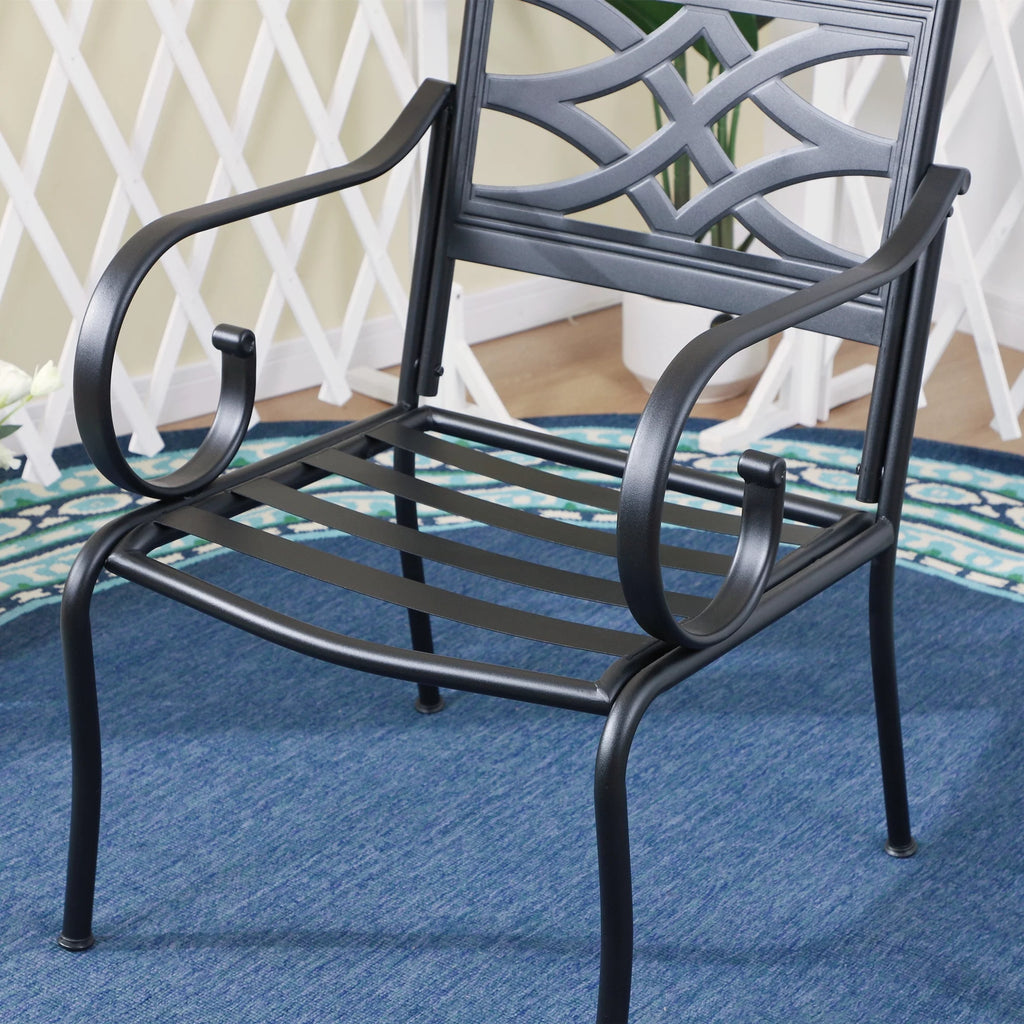 7-Piece Metal Outdoor Dining Set with Cushioned Armchairs Y290