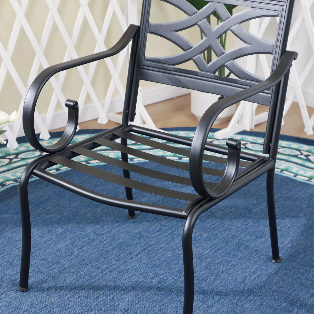 7-Piece Metal Outdoor Dining Set with Cushioned Armchairs Y290