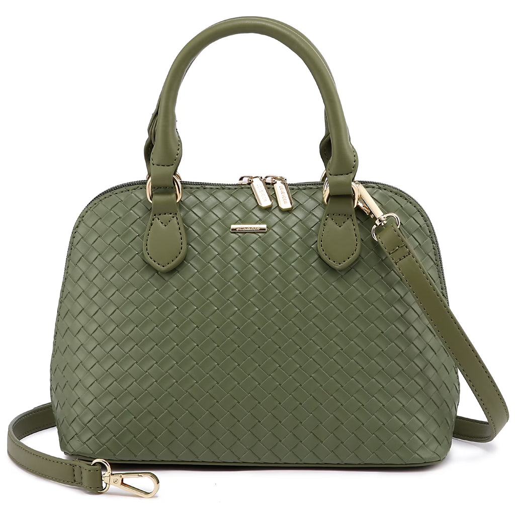 Dome Satchel Handbags with Double Zipper H437