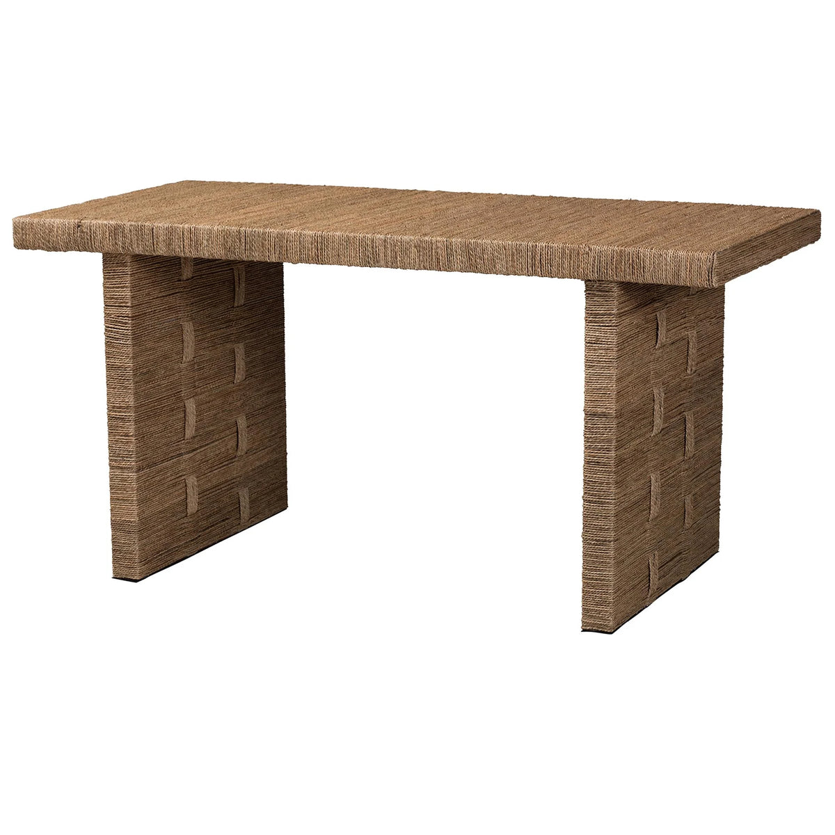 Natural Brown Seagrass and Wood Dining Table L28976