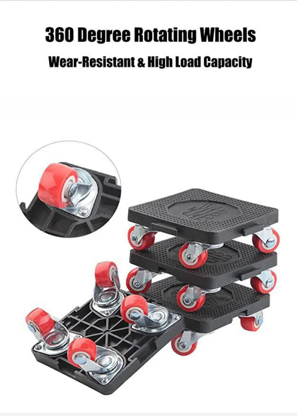 Furniture Lifter with Extension Bar and 4-Wheel Glides, 880lbs Load Capacity K567