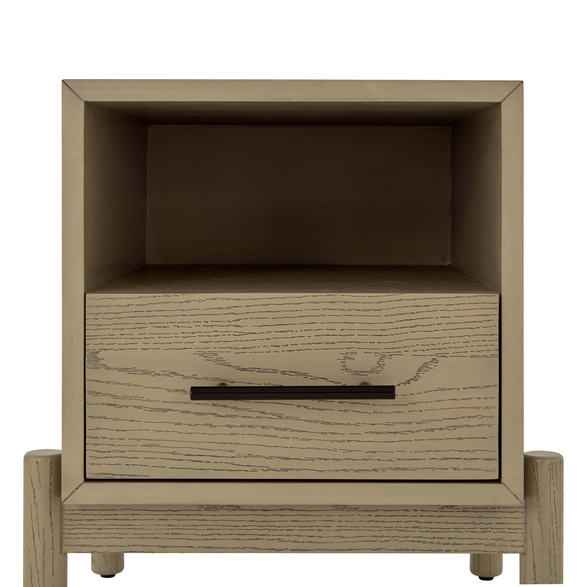 Oak Finish 1 Drawer Solid Wood Nightstand Y142021