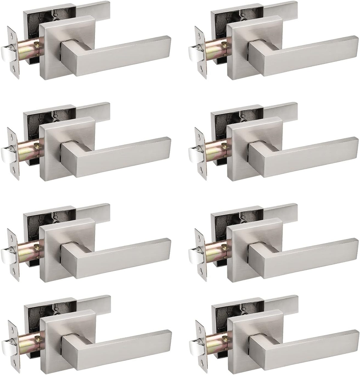 Pack of 10 Square Non-Turning Door Lever with Satin Nickel Finish J903