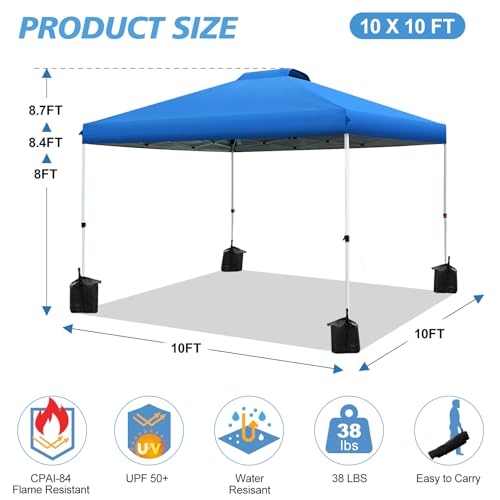 Blue 10x10ft Pop up Canopy Tent with Roller Bag B7204