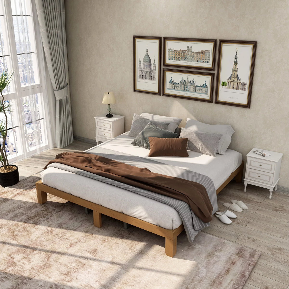 King Size Solid Wood Platform Bed N5661