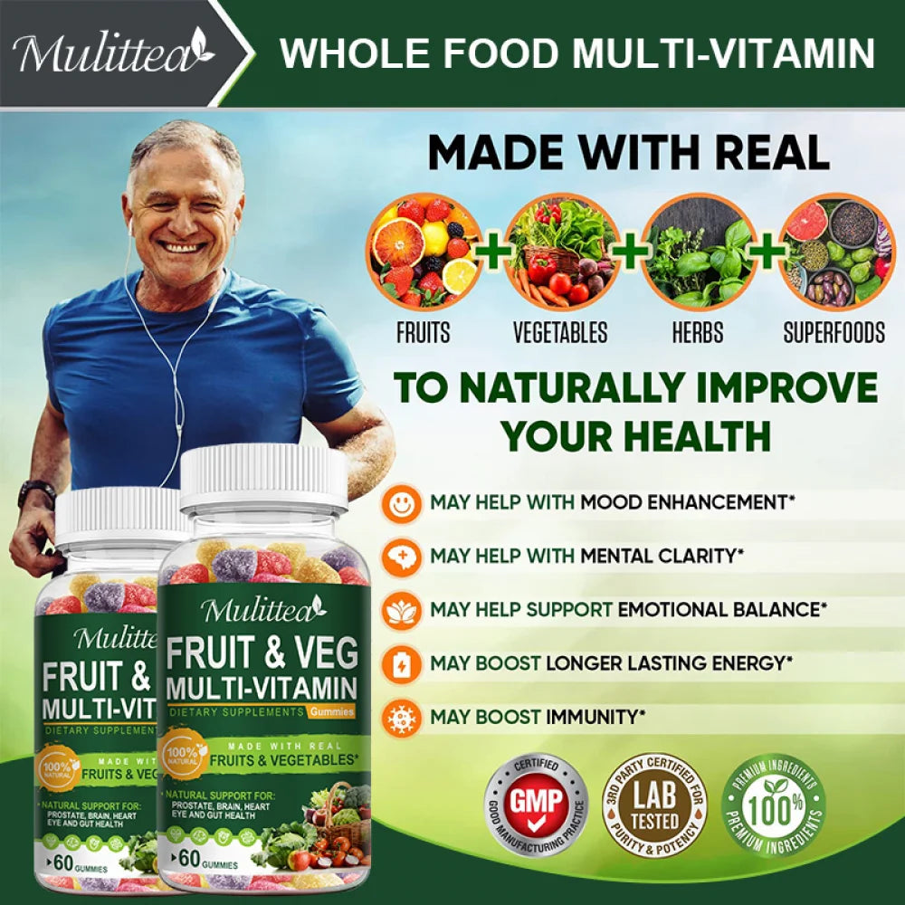 Fruits and Veggies Supplement 120 Gummies Non-GMO Pectin-Based Gluten-Free I1891