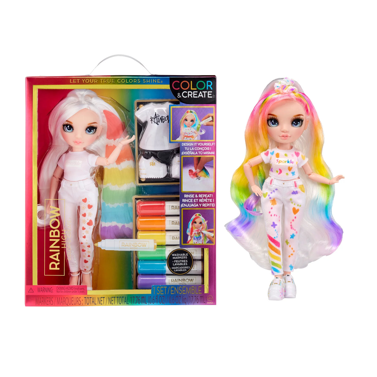DIY Doll with Washable Markers, Blue Eyes, Straight Hair R85052