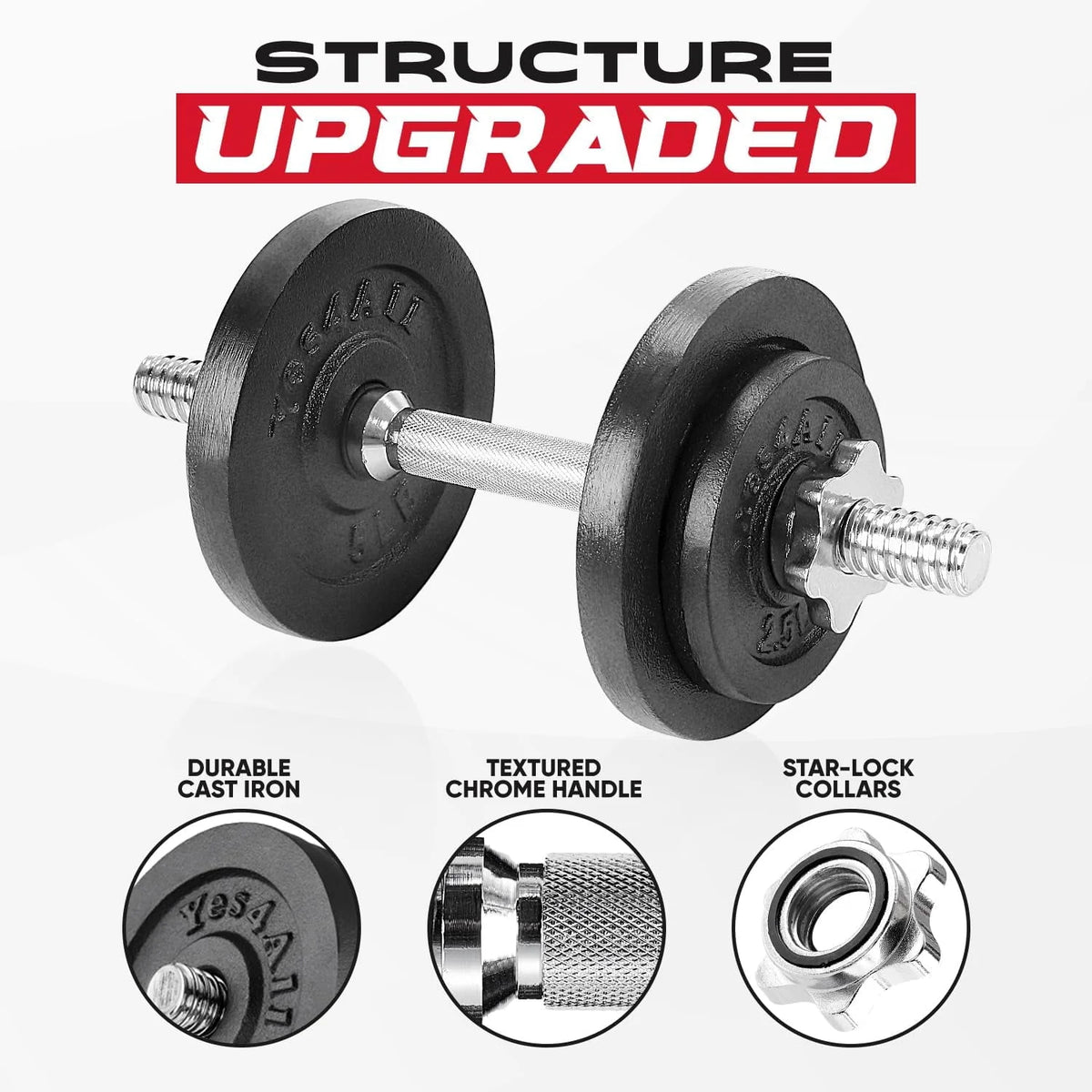Adjustable 50 lbs Cast Iron Dumbbell Set D3581