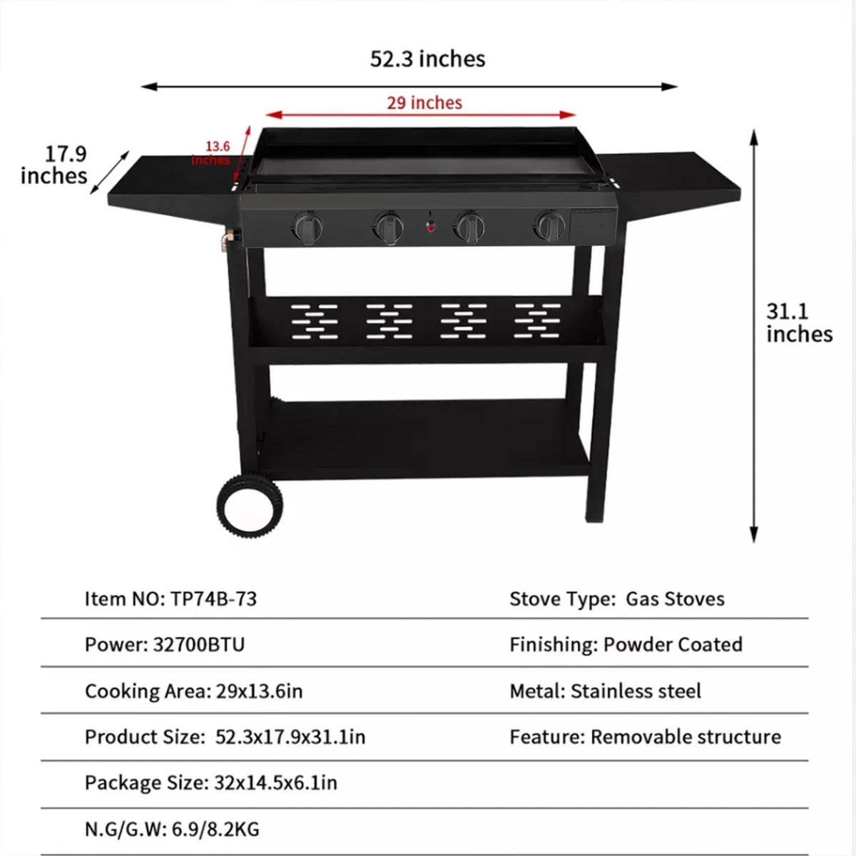 4-Burner Propane Gas Grill F18066
