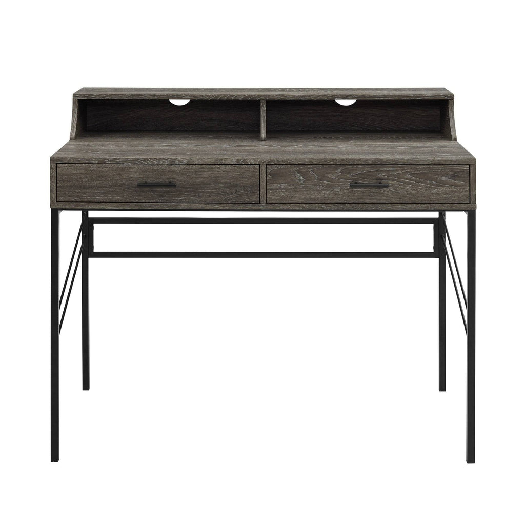2-Drawer Desk and Hutch - Cerused Ash W19231