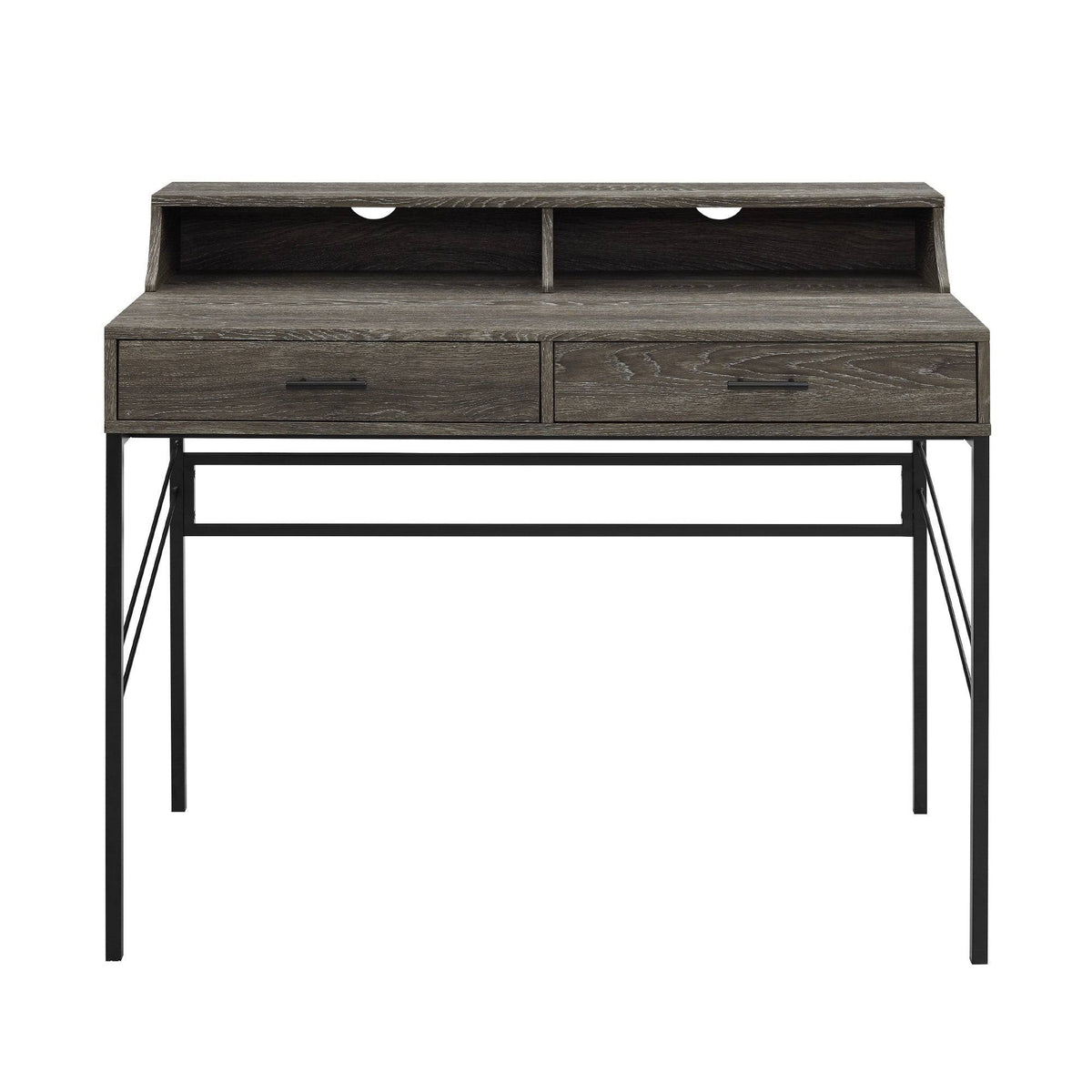 2-Drawer Desk and Hutch - Cerused Ash W19231