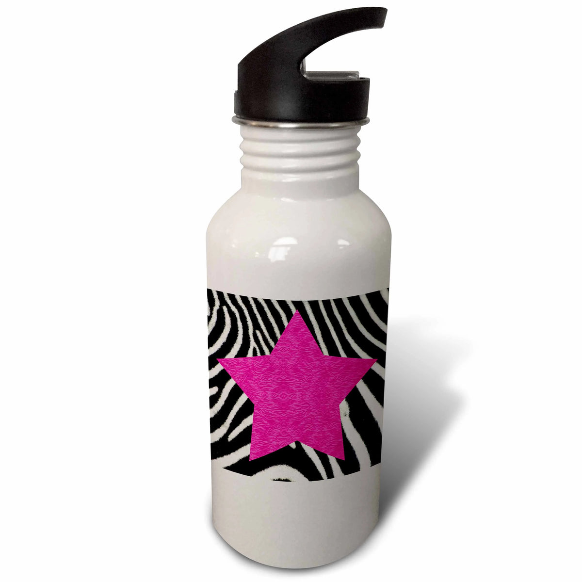 Pink Zebra Animal Stripe 21 oz Sports Water Bottle T5753