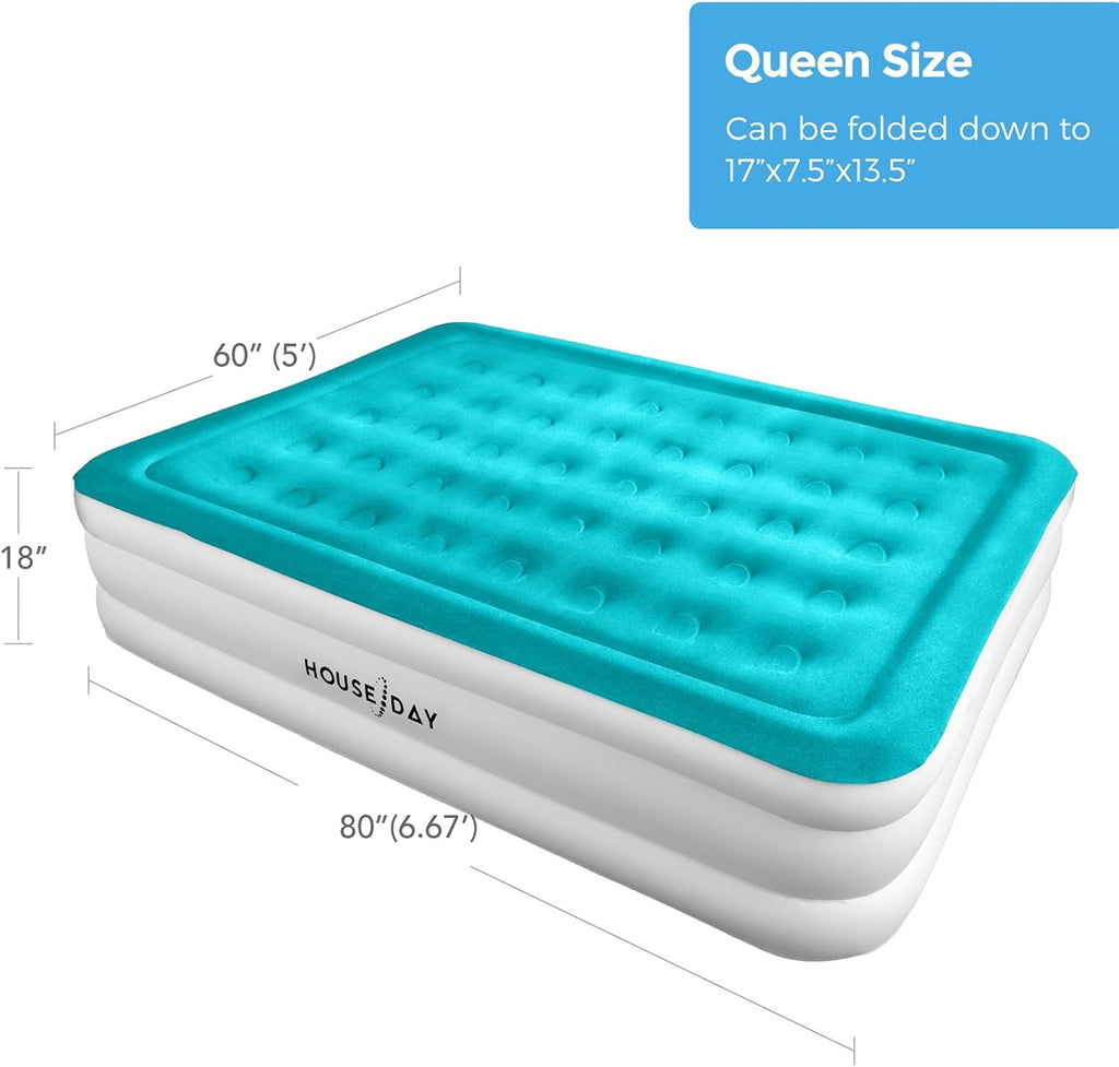 Queen Air Mattress with Built-in Pump, 80x60x18, Pack of 2 M5493