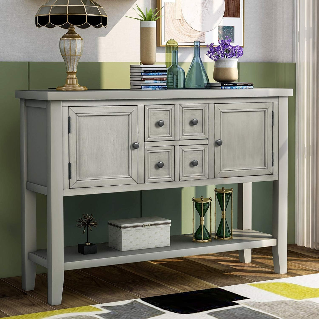 Antique Gray Console Sofa Table with Storage Drawers C1137