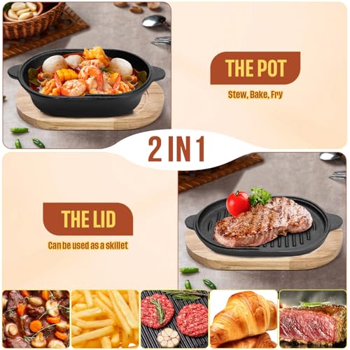 2 in 1 Pre Seasoned Cast Iron Bread Loaf Pan Set with Lid P9347