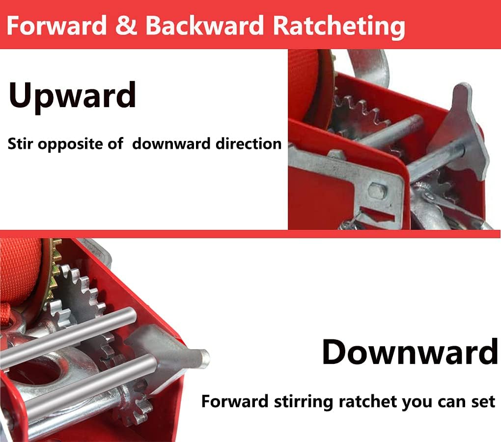 Heavy Duty 3500lbs Manual Crank Towing Winch with Nylon Strap, Pack of 2 G6993