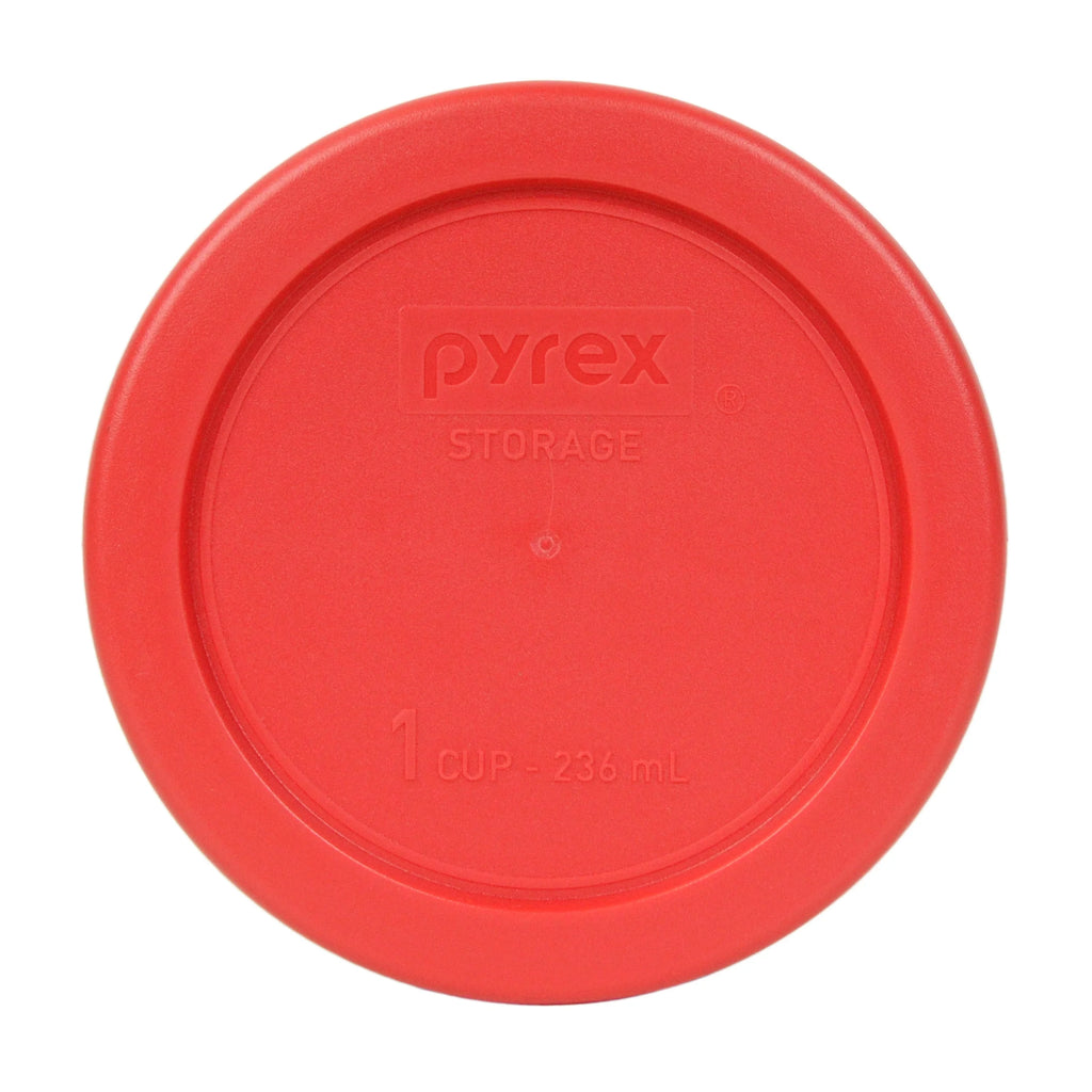 1-Cup Clear Round Glass Food Storage Bowl with Red Plastic Lid, 4-Pack K7584