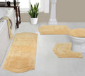 Cotton Non Slip Washable 4 Piece Bath Rug Set Z683096