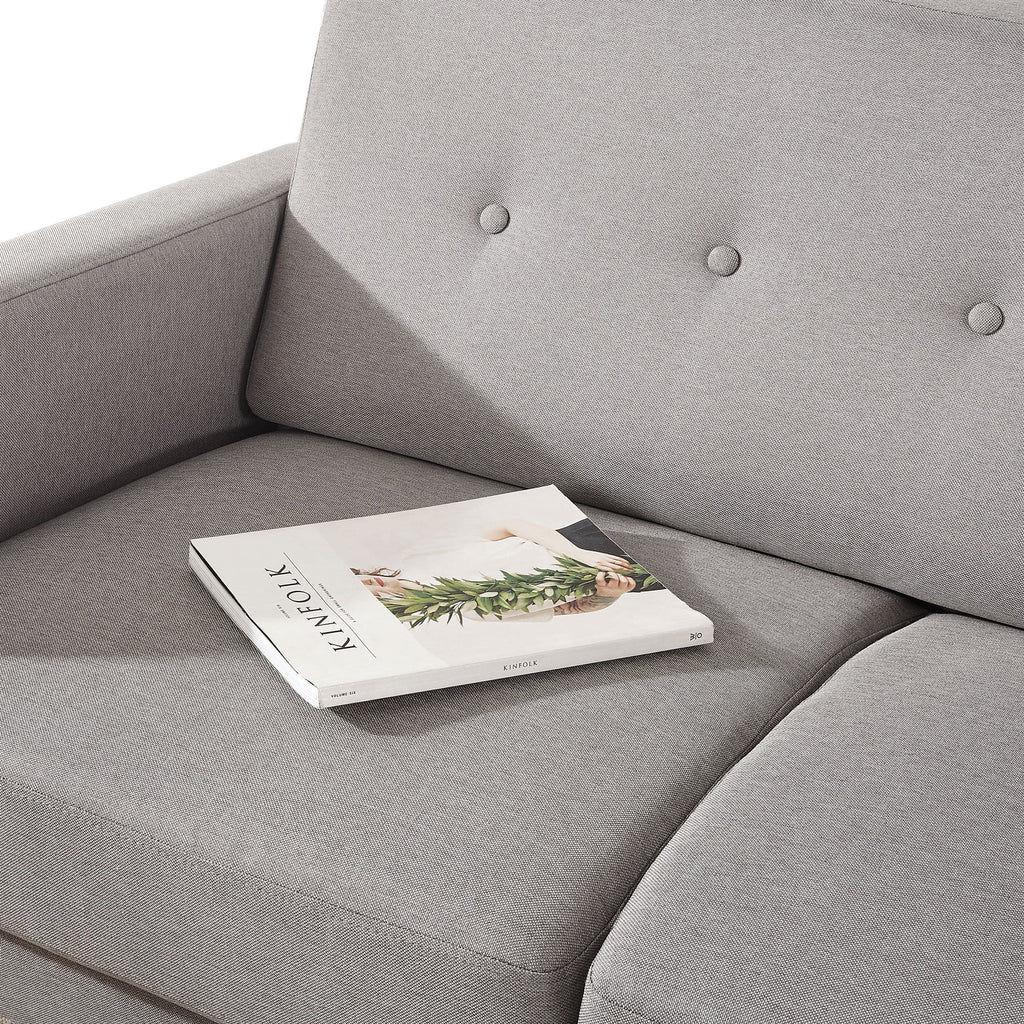 Light Grey Fabric Loveseat with Armrest Pockets L295