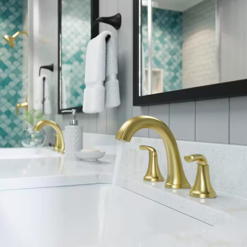 8 in. Widespread Double Handle Bathroom Faucet Brushed Gold H386
