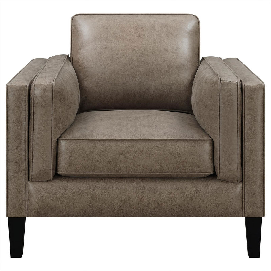 Vintage Brown Upholstered Track Arms Chair S99867