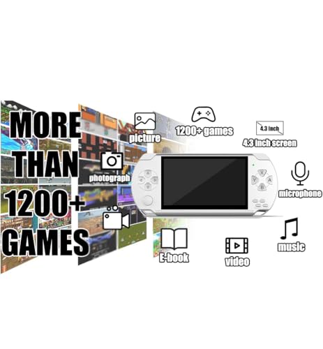 Handheld Game Console with 1200 Games 4.3'' HD Screen J5708