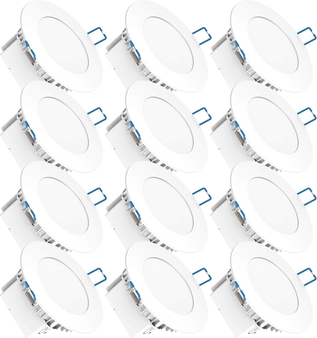 12 Pack 4 Inch Ultra Thin LED Recessed Ceiling Lights, 2700K Soft White, 10W, 650 LM, Dimmable D2366