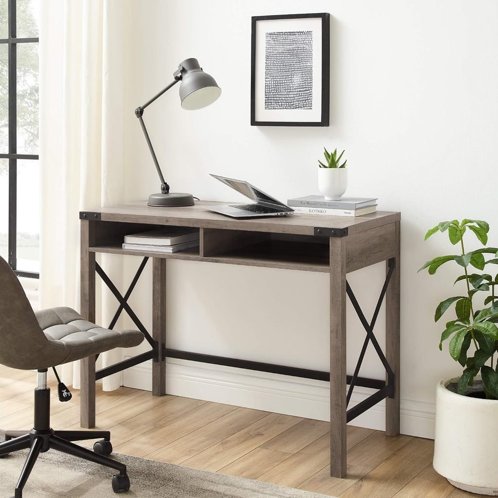 Grey Wash Metal Writing Desk O59339