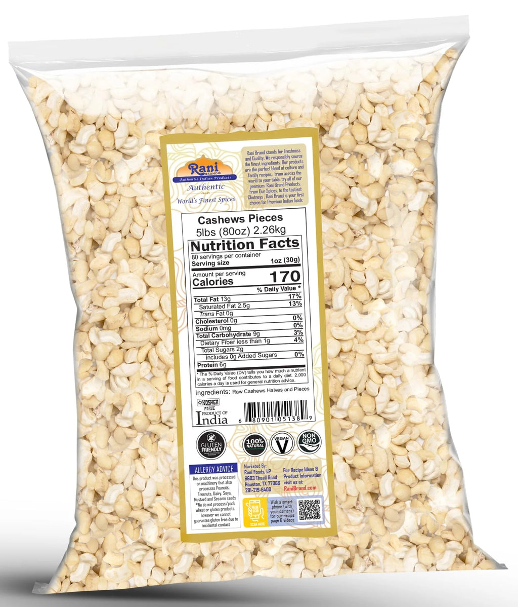 Raw Cashews Halves and Pieces 80oz Unsalted S70173