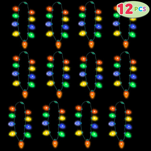 12 Piece Christmas LED Light Up Bulb Necklaces I9400