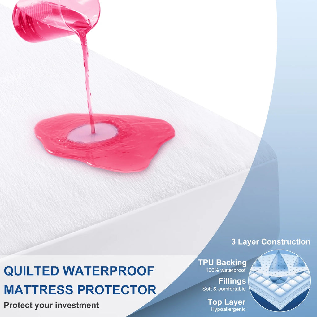 100% Waterproof Microplush Fleece Queen Mattress Protector Q478