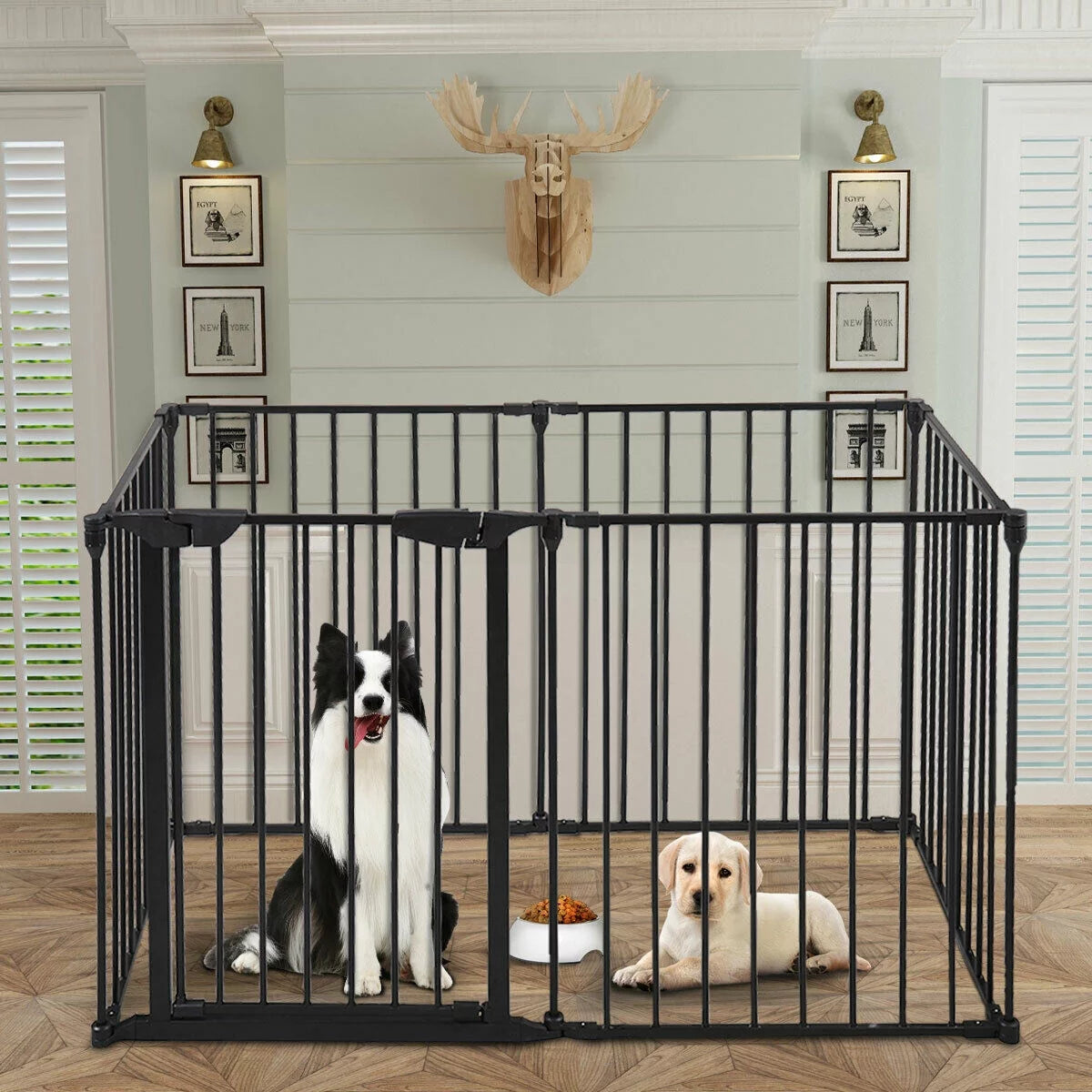 6 Panel Black Play Yard C74650
