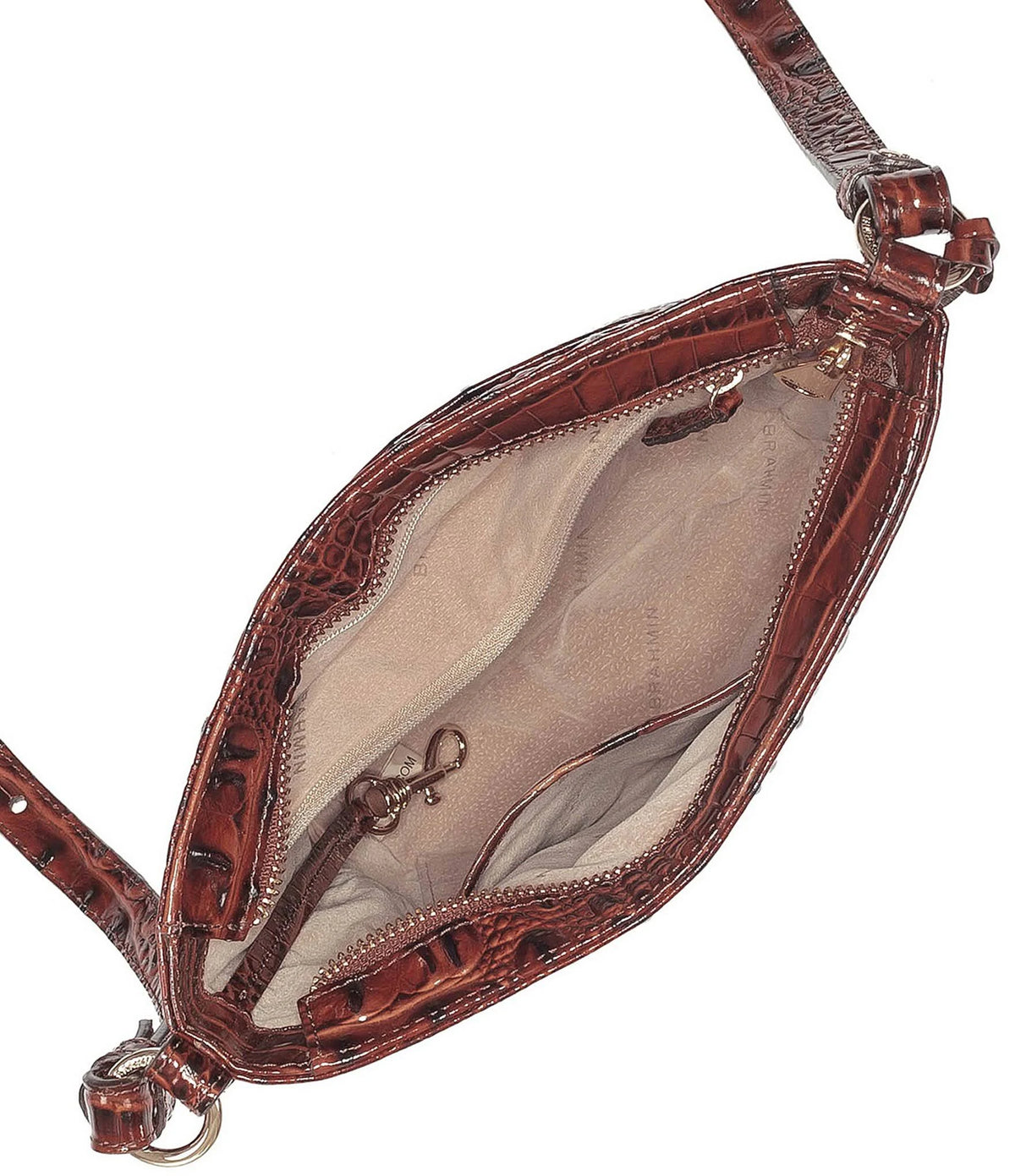 Pecan/Gold Embossed Leather Mini Crossbody U25708