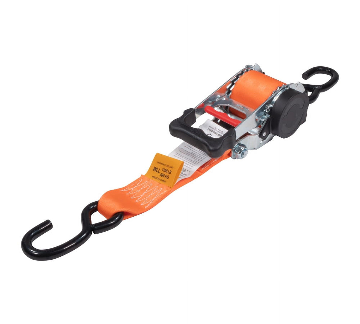 (2 Pack) Orange 2" x10' Auto Retract Ratchet Straps with Zinc Coated S Hook Tiedowns I8848